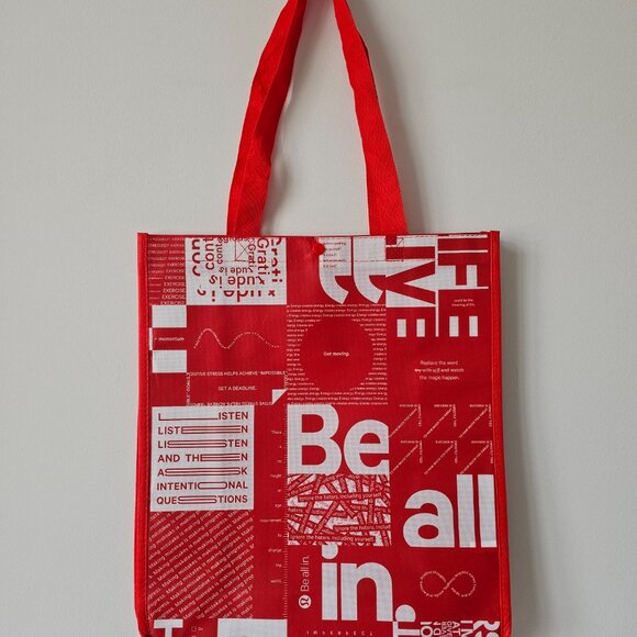 4 x New LULULEMON Red BE ALL IN Reusable Shopping Bags Large - Picture 2 of 6